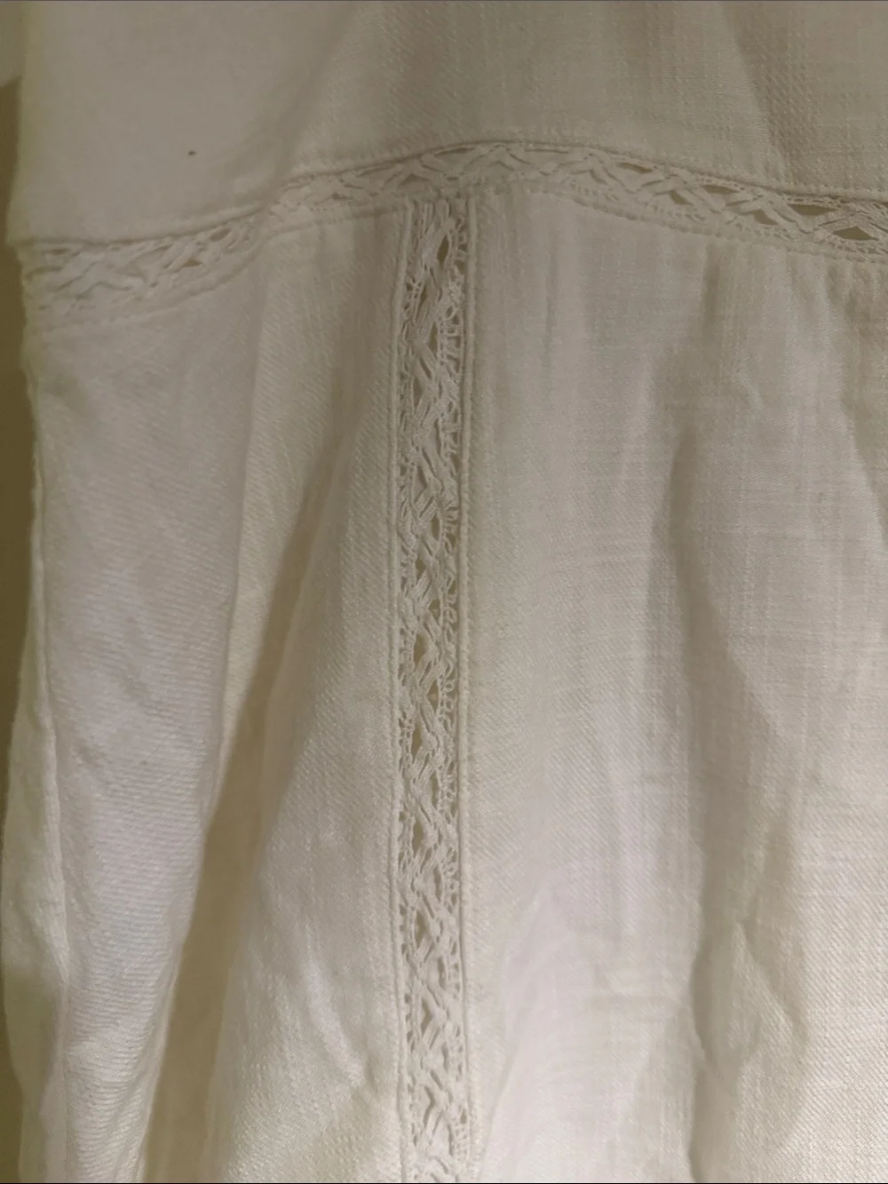 Universal Thread White Midi Cotton Skirt with Lace Insets
